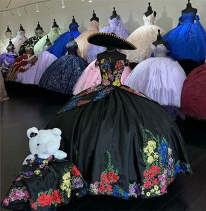 Vestido De quinceañera con apliques De México, Bola Negra, largo, escalonado, para fiesta De cumpleaños, graduación, 15 años, 2024