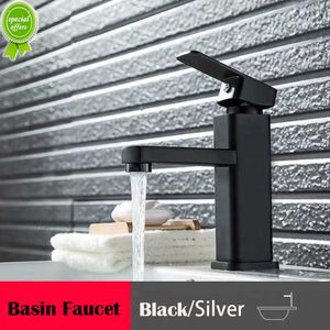 Grifo de baño negro, grifo mezclador de agua fría y caliente de un solo orificio, grifos de lavabo montados en cubierta, grifo de baño resistente