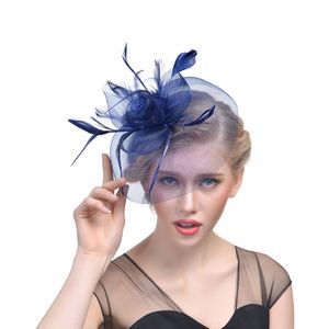 Black Bird cage Net Wedding Bridal Fascinator Sombreros Face Veil Feather negro para Masquerade party Prom accesorio Envío gratis Venta caliente