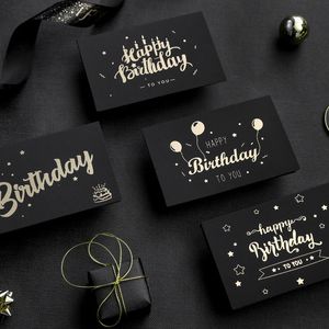 Black Birthday Greeting Card Bronzing Invitations Postcard Wishes Blessing Message Cards Small Card Blank with Envelope