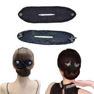 Black Bow Clip Bun Curler Braider Hairstyle Twist Elegant French Style Maker Tool Dount Twist Hair Accessing Style
