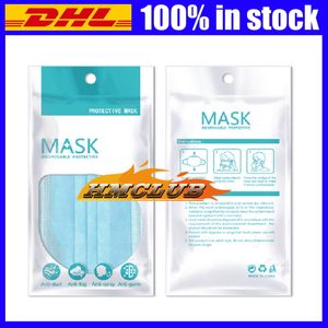 En stock Sacs OPP Zipper Sac d'emballage en plastique au détail pour sac de masque de protection jetable Sac d'emballage anti-poussière Anti-bactéries Masques sacs