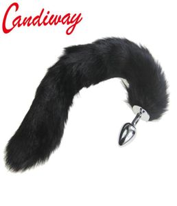 Black Fox Tail Dog Tail Butt Anal Anal Sex Toy Bullet Buttplug G Spot Toys Cat Tails Pareja Lover Productos sexuales Juego de sexo S9248178154