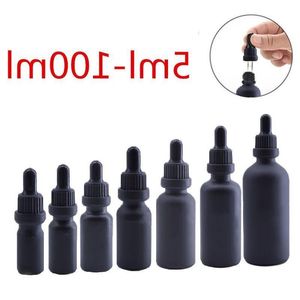 Botellas de Perfume de aceite esencial de vidrio esmerilado negro e reactivo líquido botellas de pipeta cuentagotas botella de aromaterapia 5ml-100ml Lootk