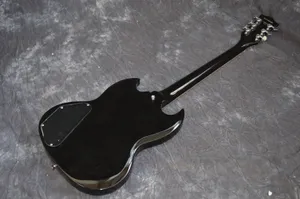 Guitarra eléctrica SG negra G-400 de alta calidad, herrajes de níquel cromado, protector de pastilla grande, en stock, envío rápido