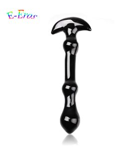 Mini tapón anal de vidrio negro para principiantes, tapón de cristal con cuentas pequeñas onduladas, juguetes anales baratos, juguete sexual unisex para adultos 2644607