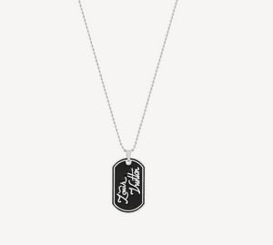 Colle noire tombant chaîne de marque militaire collier onglet signature collier