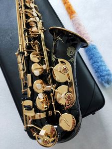 Black Gold plaqué e-flat professionnel alto saxophone Prototype YAS-875 Structure Identique à l'instrument de jeu Black Gold Alto Sax