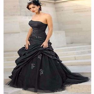 Robes de mariée Black Gothic A-Line Taffeta Taffeta Rangs de mariés colorés vintage Riche