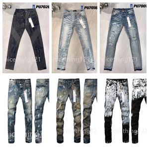 jeans negros flacos demin jeans rasgados diseñador jeans morados para hombres mujeres pantalones agujero de verano pantalones bordados de alta calidad para hombre Jean