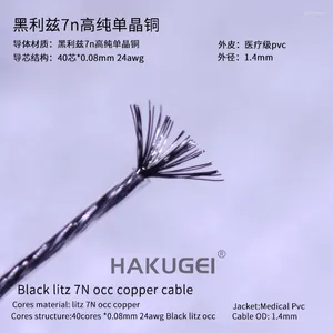 Cable básico de cobre Litz 7N Occ negro, auricular de actualización de alta fidelidad DIY (OD: 1,4 mm)