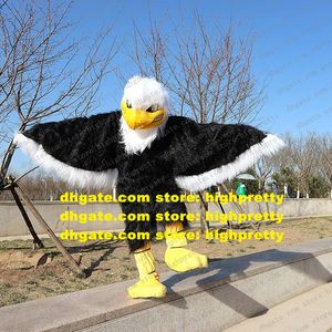 Disfraz de Mascota de halcón águila de pelo largo negro Tiercel Falcon buitre figura de marca de dibujos animados para adultos fiesta de cumpleaños zz7995