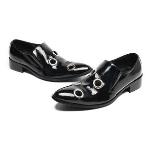 Brevet noir pointu en cuir classique orteil homme formel plus taille de mariage robe de bal de bal man glisser les chaussures de commerce décontractées 94166