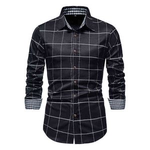 Black Plaid Western Button Up Shirt Men Brand Fit Slim Sleim Manga Long Mens Dress Camisetas Trabajo de negocios Casual Chemise Homme XXL L220704