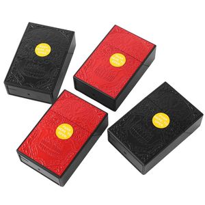 Noir Rouge Fumer Crâne Fantôme Tête Motif Étuis À Cigarettes Boîte De Rangement En Plastique Boîtier Exclusif Ouverture Automatique À Ressort Couvercle Rabattable Étanche À L'humidité Stash Case