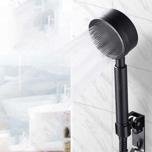Pommeau de douche noir en acier inoxydable résistant aux chutes de poche fixé au mur à haute pression pour la douche de pluie à économie d'eau de salle de bains 210724