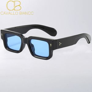 Lunettes de soleil carré noir hommes verres de soleil cool Designer Aviator Small épais cadre rectangle