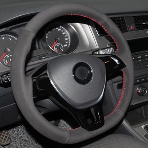Black Suede Hand-stitched Car Steering Wheel Cover for Volkswagen VW Golf 7 Mk7 New Polo Jetta Passat B8 Tiguan Sharan