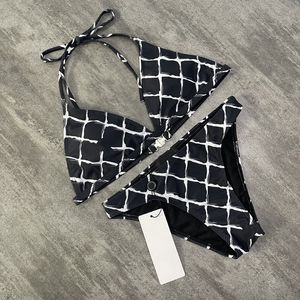 Traje de baño negro, top de bikini de diseñador, traje de baño de moda de lujo para mujer, traje de baño azul sin espalda de 2 piezas con letra, traje de baño con forma de correa transparente XL