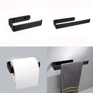 Noir Toilette Porte-papier Tissu Tissu Serviette à main Porte-manche pour la cuisine Organisateur Organisateur Étagères Vis Monté / auto-adhésif 210320