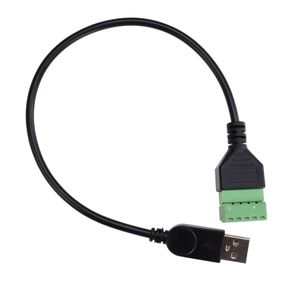 Câbles USB noirs USB 2.0 A mâle à 5 broches/voie femelle, bornes de bouclier à vis, Type enfichable, câble adaptateur