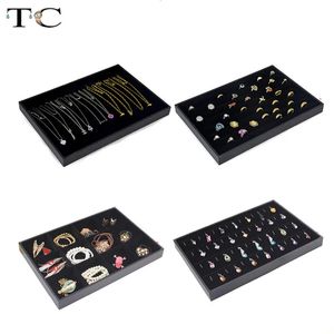 Black Velvet Jewelry Trays Collier Collier Affichage Bague Bague d'oreille Tray Showcase Pender Watch Display Bac Boîtes de bijoux 240408