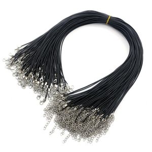 Collar de cadenas de serpiente de cuero de cera negra para mujer, cordón de 18-24 pulgadas, cadena de alambre, joyería de moda DIY a granel