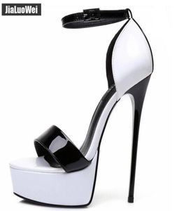 Blanc blanc 16cm de plate-forme à talons de haut Classics Pumps Femmes Peep Toe Stiletto Boucle d'été High Heels Chaussures Femme Designer Sandals5447757