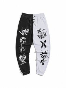 Black White Graffiti Man Pants Fi Gym Sweats Sweep Popular Popular Ventana Hip Hop 3d Print Y2K Men Clothing Pantalones de invierno W18T#