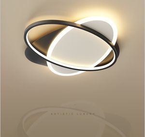 Lustre LED moderne en noir et blanc, éclairage de chambre à coucher, salle à manger, salon, salle d'étude, Loft, Hall, fer, aluminium, Silicone, lampe acrylique