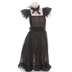 Tablier de chambre français sexy noir blanc pour femme fille costume cosplay serviteur lolita robe chambre ménage tablier dentelle translucide f1214
