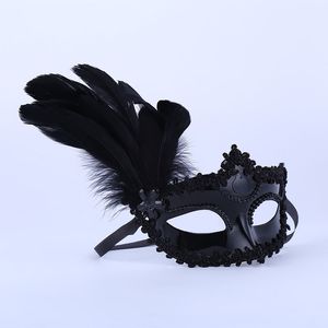 Noir blanc femmes filles masque dentelle plume élastique bande fête bal mascarade décoration demi visage mariage anniversaire Halloween