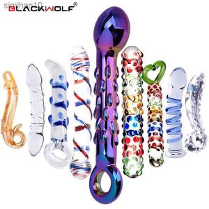 Black Wolf Crystal Glass Dildos Masturbator Realistic Dildo Pene Large G-spot Anal Butt Plug Adultos Juguetes sexuales para mujer Mujer L230518