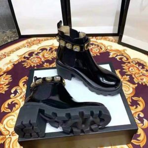 Botines negros de lujo para mujer, zapatos Chelsea de tacón bajo grueso con plataforma para mujer, botines de marca G para primavera