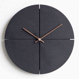 Black Wood Wall Clock Living Room Números silenciosos Moderno Digital Reloj de pared Vintage Colgante Reloj de Pared Decoración del hogar DL60WC H1230