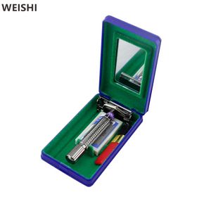 Blade WEISHI 9306 Maquinilla de afeitar de seguridad de doble filo para hombres, afeitadora manual con estuche de plástico de viaje