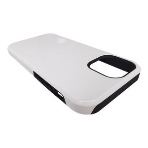 Blanc 3D 2 en 1 TPU PC sublimation coques de téléphone vierges pour iPhone 14 13 12 Mini 11 Pro Max X XR XS prise en charge de la charge sans fil