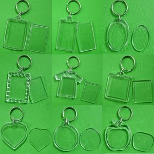 Porte-clés en acrylique vierge porte-clés insérer Photo porte-clés en plastique pour cadeau en gros LX5233