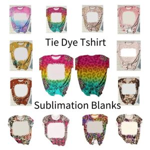 En blanco Sublimación Tie Dye Tshirts Tops Tops Camiseta Transferencia térmica Blanks Ropa de manga corta para DIY Impresión personalizada FS9550 0302 S