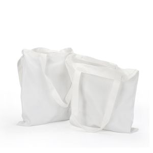 Bolsa de sublimación en blanco, bolsas de hombro de tela de algodón y poliéster blanco DIY, bolsas de asas con impresión por transferencia de calor para comestibles