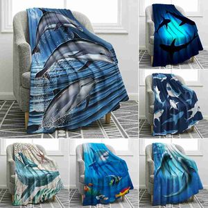 Manta Dolphins Manta Ocean Animal Sea Life Súper Suave Cálido Estampado Manta para niños Adulto Oficina Cama Sofá Sofá King Queen Size R230615