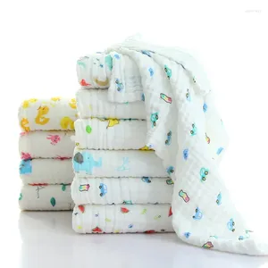 Couvertures 105 105cm bébé serviette de bain garçon fille absorbant lavable couverture de gaze de coton 6 couches gant de toilette infantile Swaddle