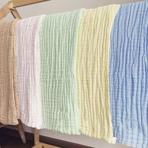 Couvertures 110CM né coton serviette de bain mousseline langes couverture pour garçon fille infantile Burp tissu poussette couverture bébé couvertures couche lavable 230809