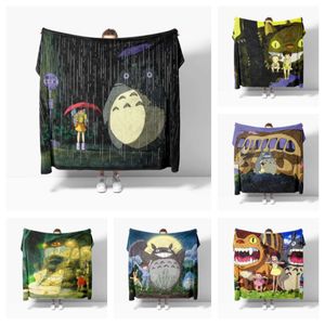 Couvertures Anime Totoro Couverture de flanelle douce Respirant Literie chaude Couverture de voyage Couverture de canapé Couverture de lit Personnalisable HKD230922