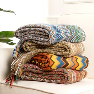 Blankets Battilo Bohemia Throw Blanket Acrylic Knitted With Tassel Bed Plaid Throws For Couch spread On Decor 221203