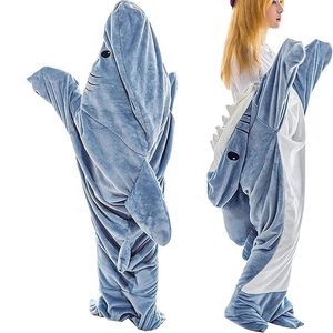 Couvertures caricatures Sac de couchage de requin pyjamas Bureau de requin sieste couverture de requin karakal couverture de châle sirène en tissu doux et confortable pour enfants adultes 230817