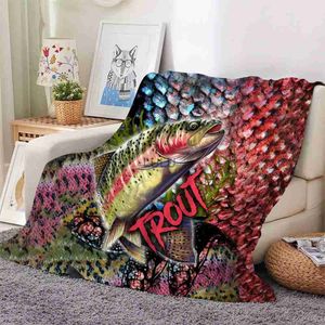 Couvertures CLOOCL amour truite pêche flanelle couverture chaude chambre Animal jeter couverture sur lit canapé literie voyage couverture livraison directe HKD230922