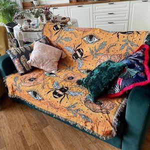 Couvertures coloré tricoté canapé Polyester/coton fil Art Camping voyage pique-nique couverture décoration Textiles de maison