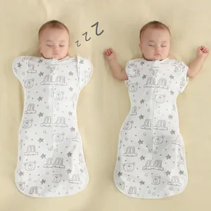 Mantas de algodón saco de dormir para bebés anti-startle nace envoltura de envoltura con manga colcha tibia para todas las estaciones 0-12m