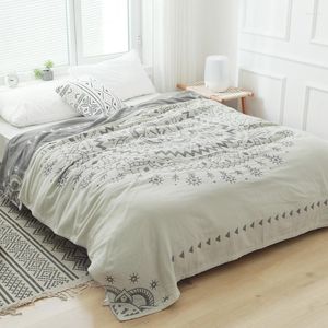 Couvertures DIMI coton imprimé bohème couverture couvre-lit pour lit gris mousseline grand doux été jeter couverture canapé